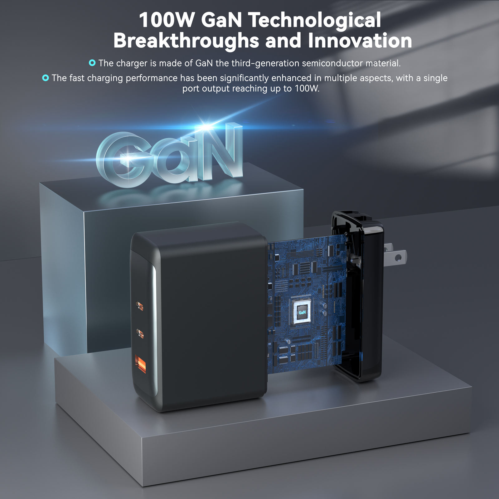 100W GaN Dual USB-C Wall Charger (Variant W23) - Image 3