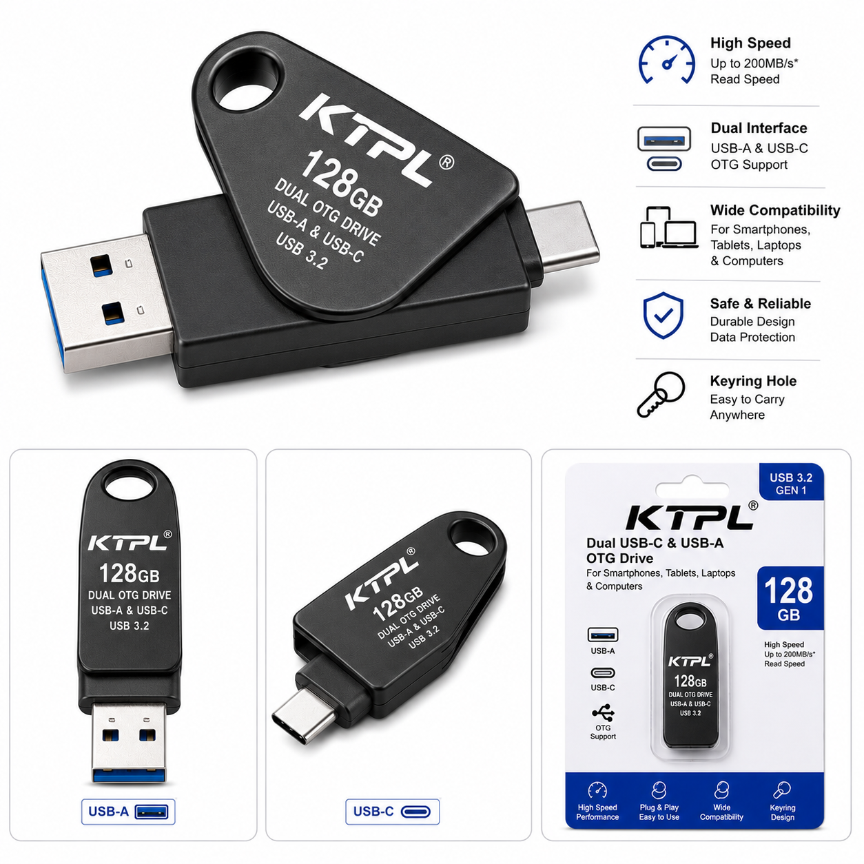 128GB Dual USB-C & USB-A OTG Drive (Variant D4)