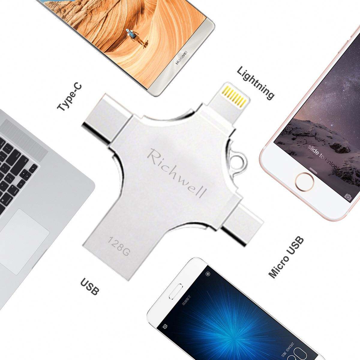 128GB USB 3.2 Metal Flash Drive (Variant P16) Gallery View 3