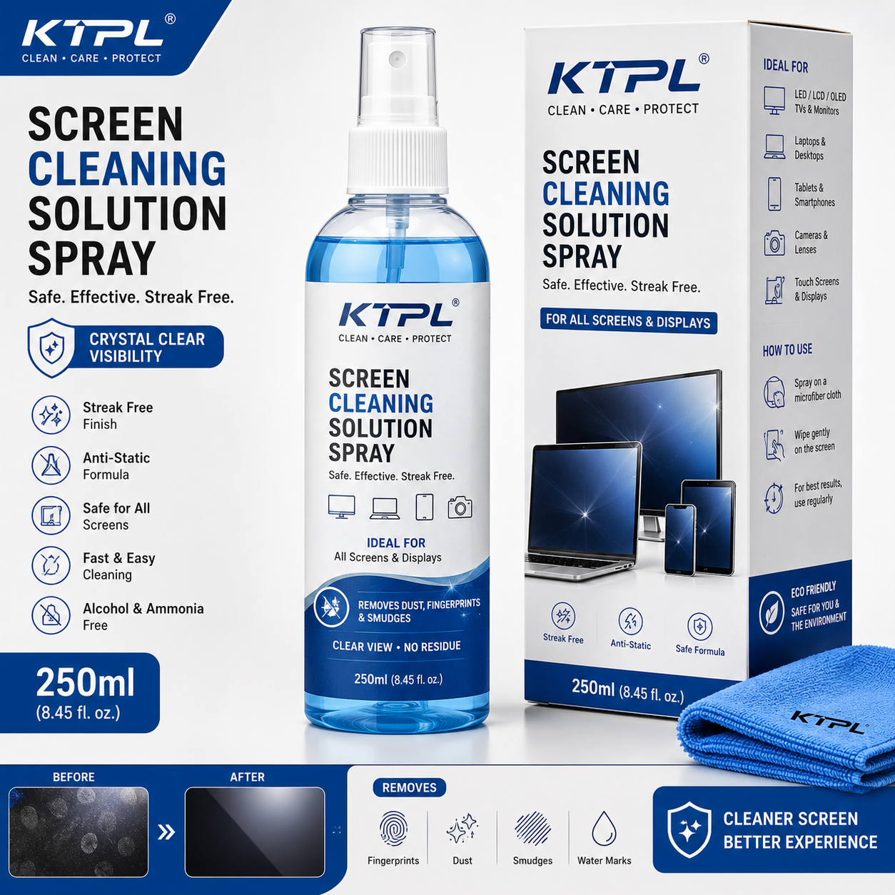Screen Cleaning Solution Spray (250ml) (Variant J10)