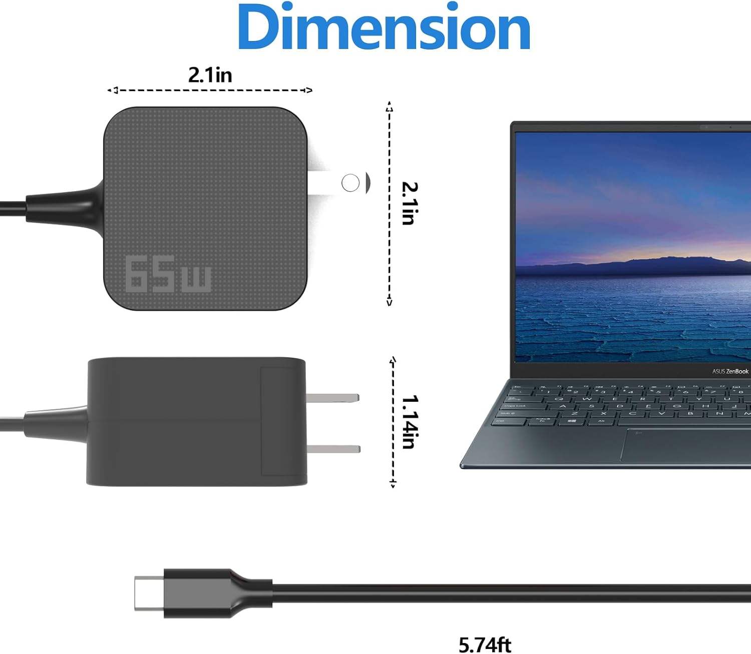 65W USB-C Laptop Power Adapter Charger (Variant A1)