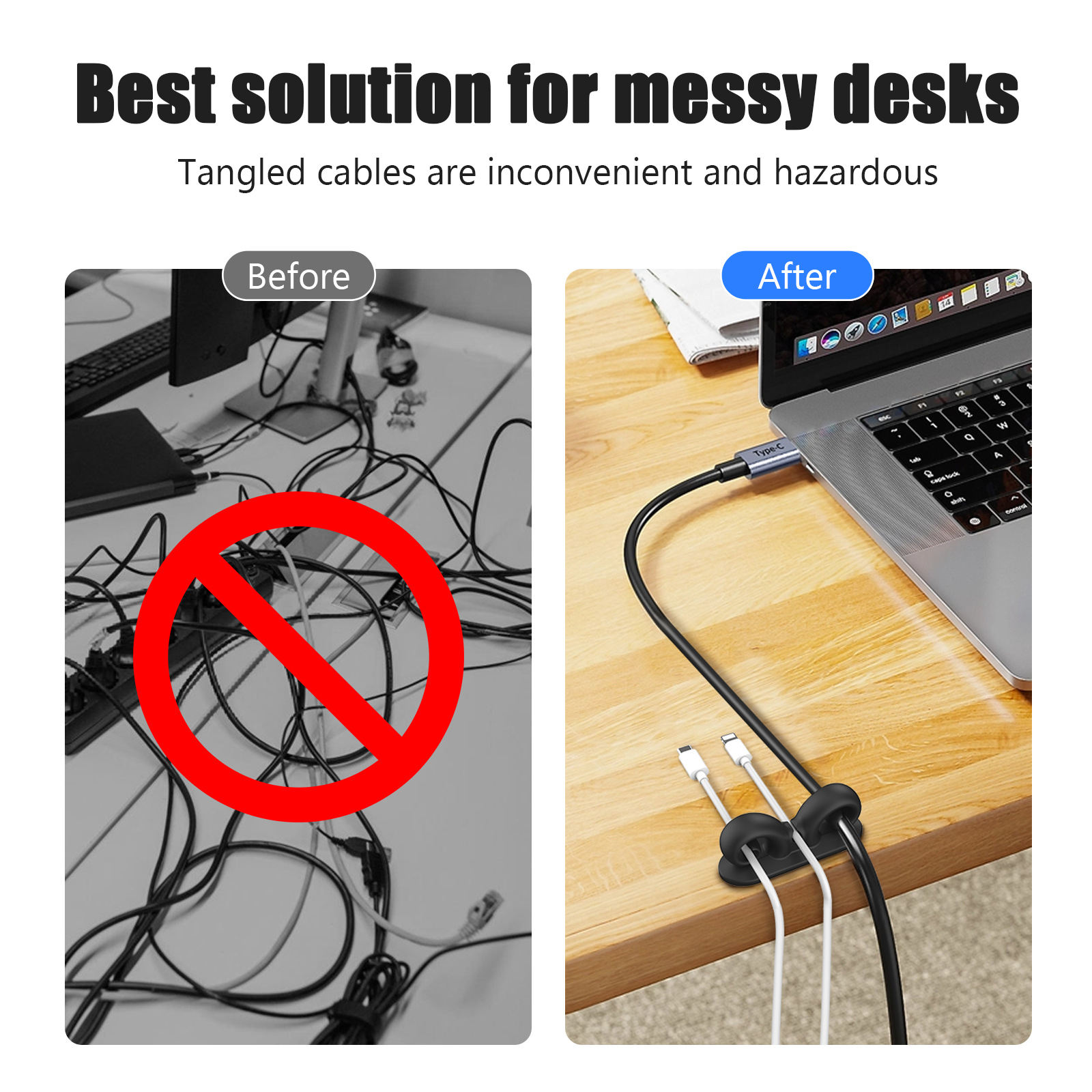 Desktop Silicone Cable Clips Organizer Pack (Variant M13)