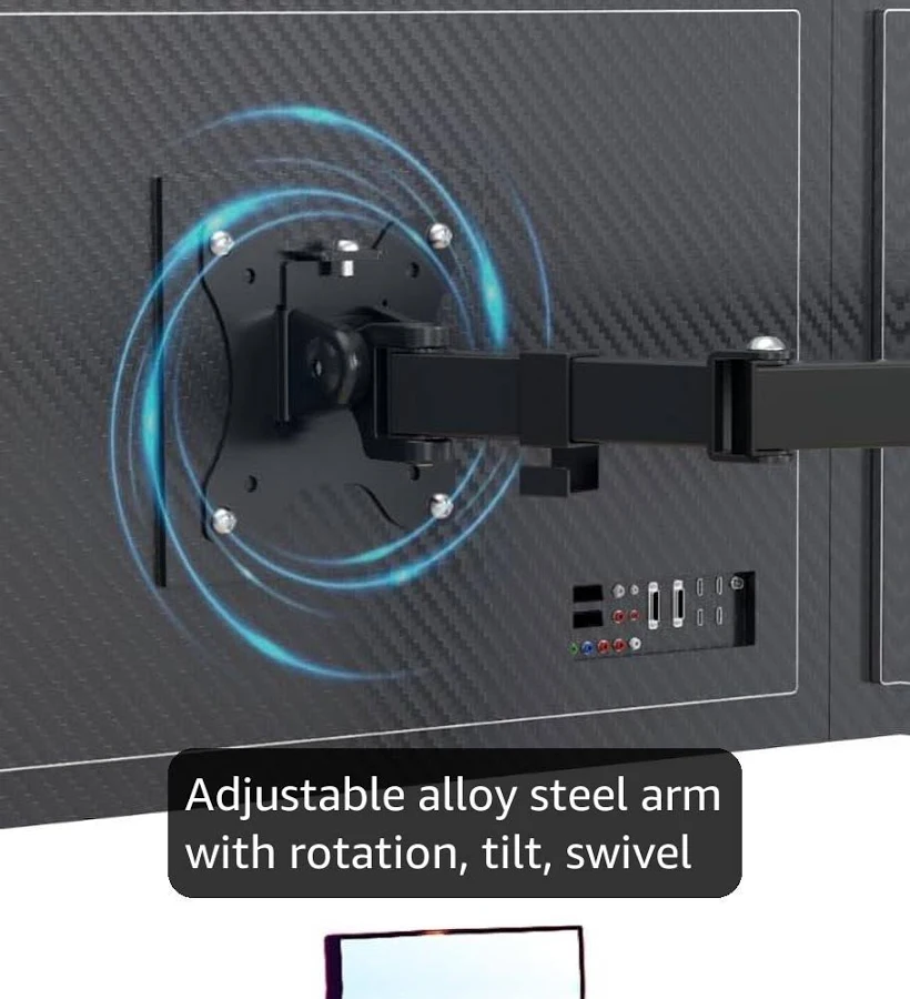Dual Monitor Gas Spring Adjustable Arm Mount (Variant T20) view 3