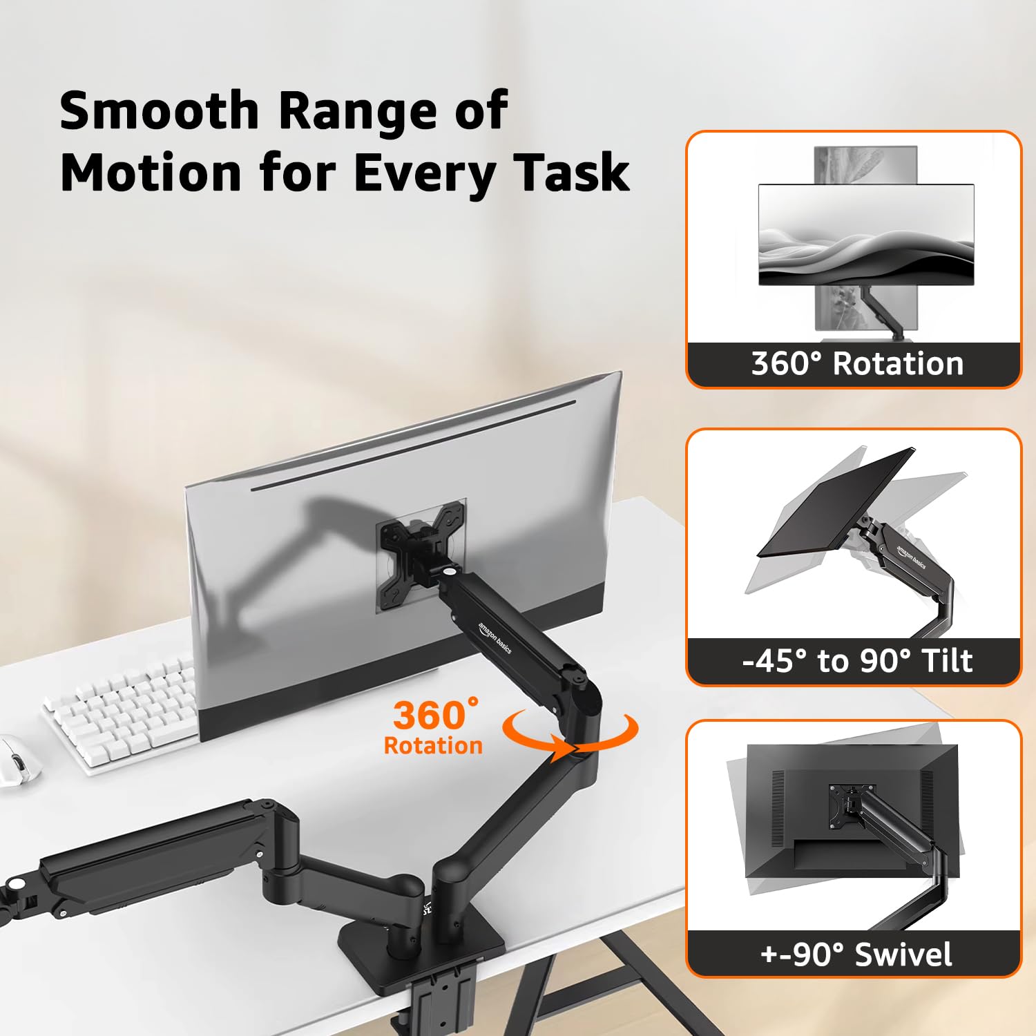 Dual Monitor Gas Spring Adjustable Arm Mount (Variant Z26) view 2