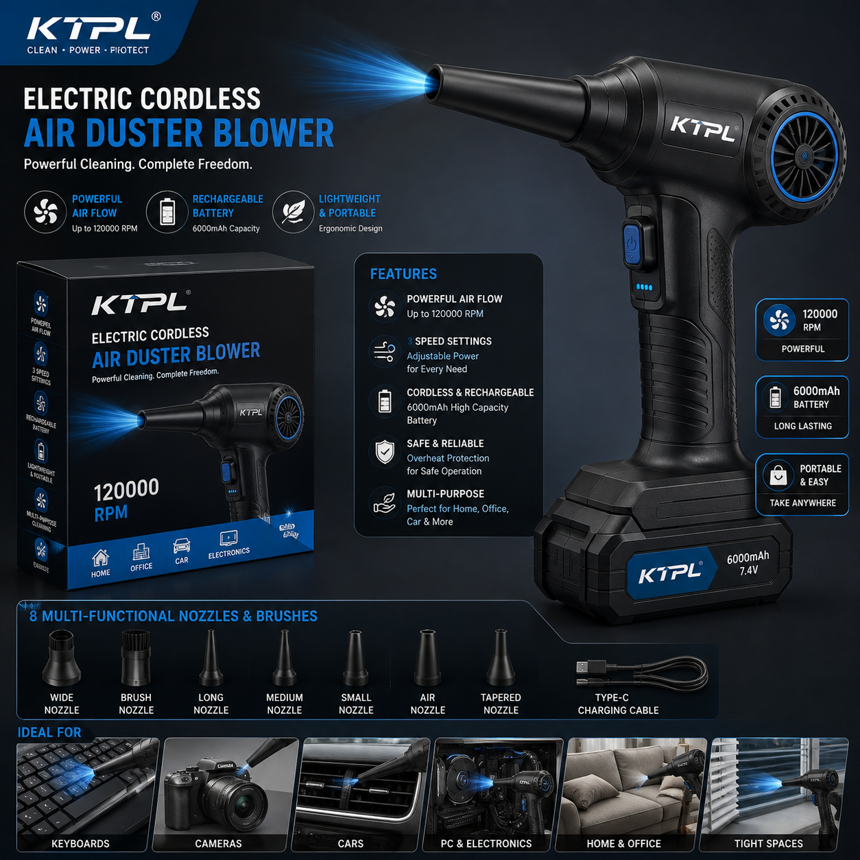 Electric Cordless Air Duster Blower (Variant I9)