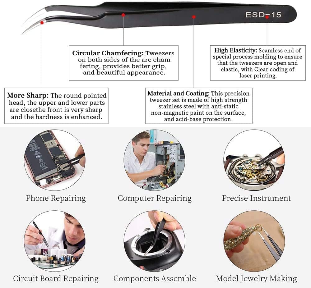 Electronic Component Anti-Static Tweezers Kit (Variant J10) view 2