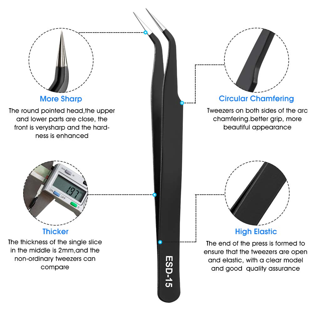 Electronic Component Anti-Static Tweezers Kit (Variant P16) view 2