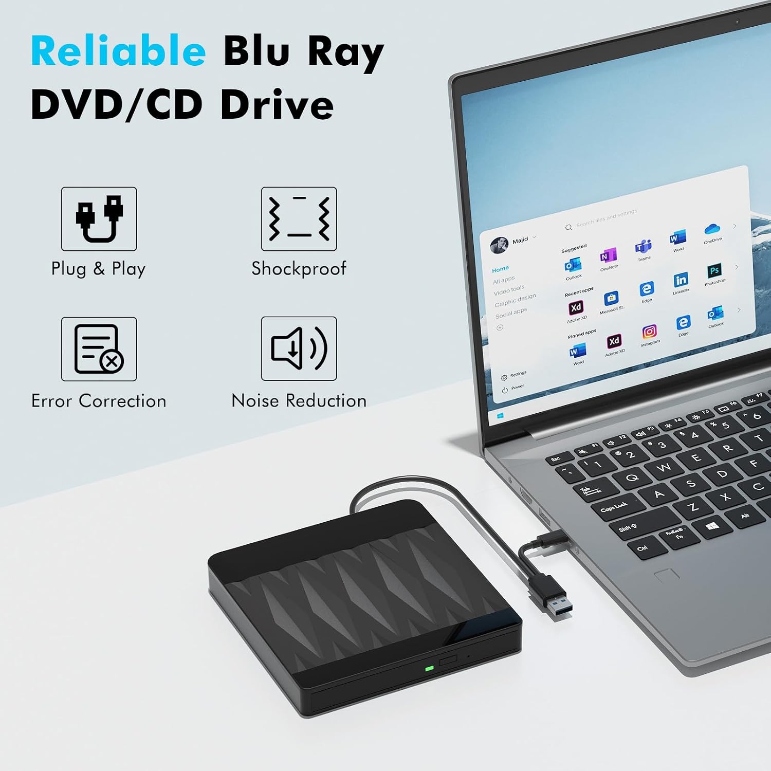 External Blu-Ray DVD Drive 3D Player Writer (Variant I9) view 3