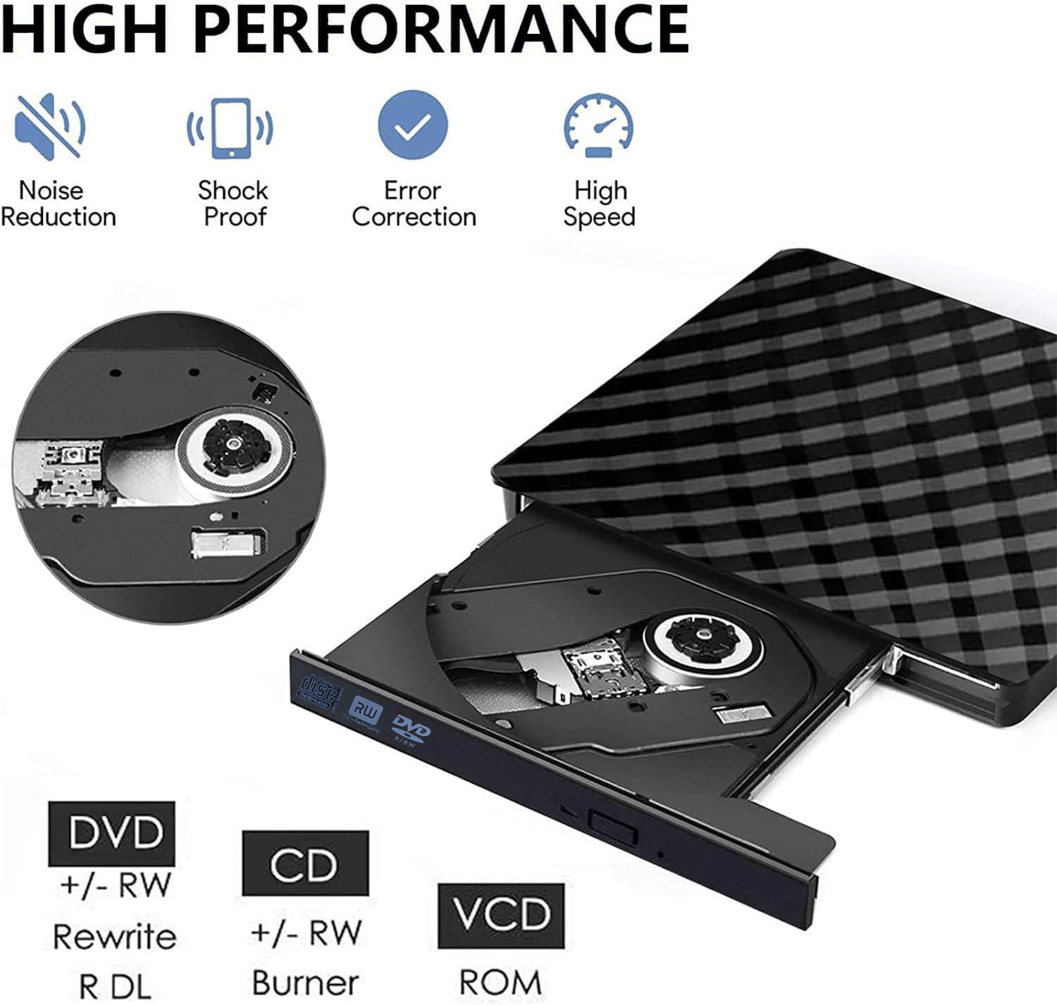 External Blu-Ray DVD Drive 3D Player Writer (Variant O15) view 3