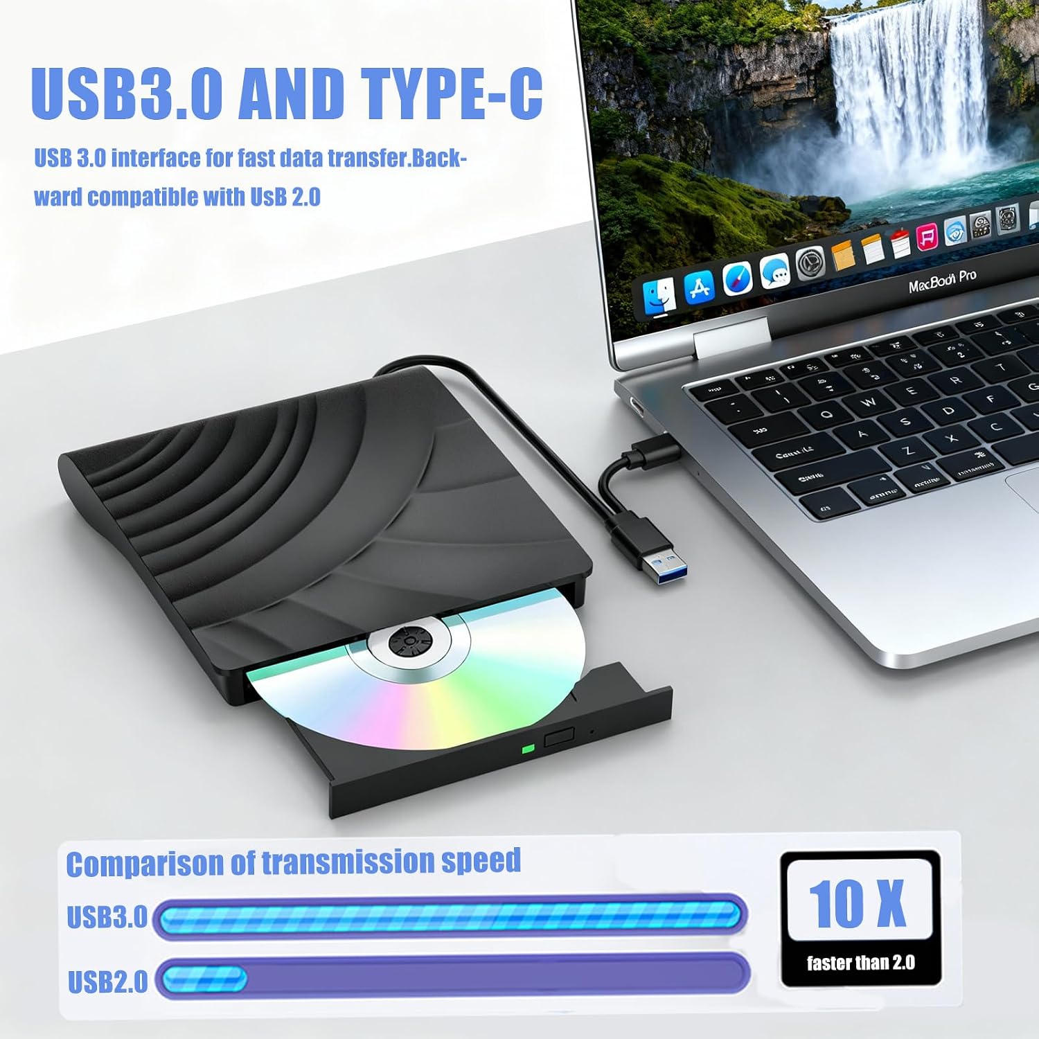 External Blu-Ray DVD Drive 3D Player Writer (Variant U21) view 2
