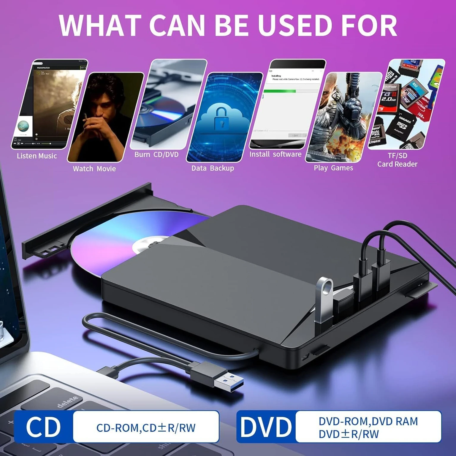 External Portable CD DVD Drive Reader (Variant T20) view 2