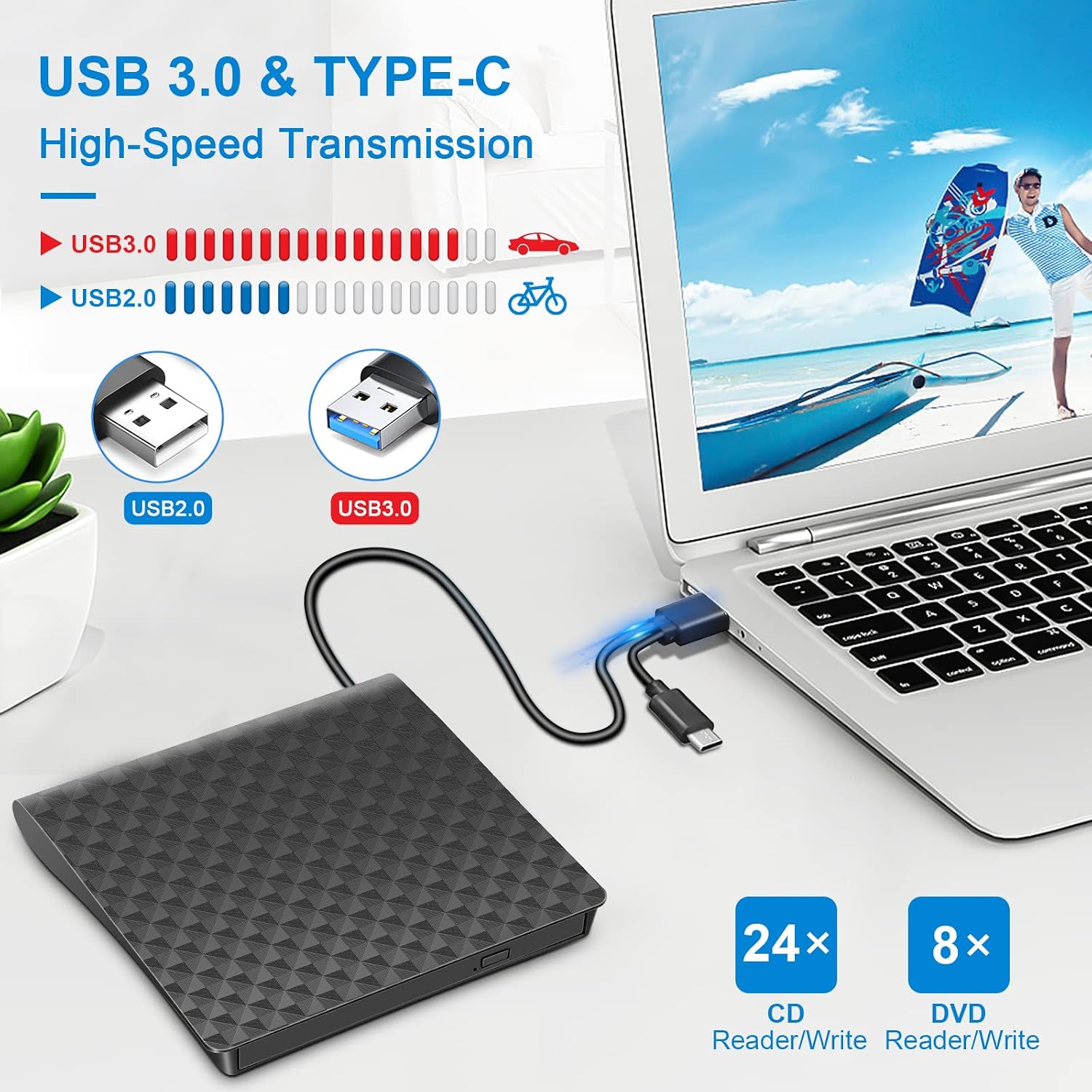 External Portable CD DVD Drive Reader (Variant Z26) view 2