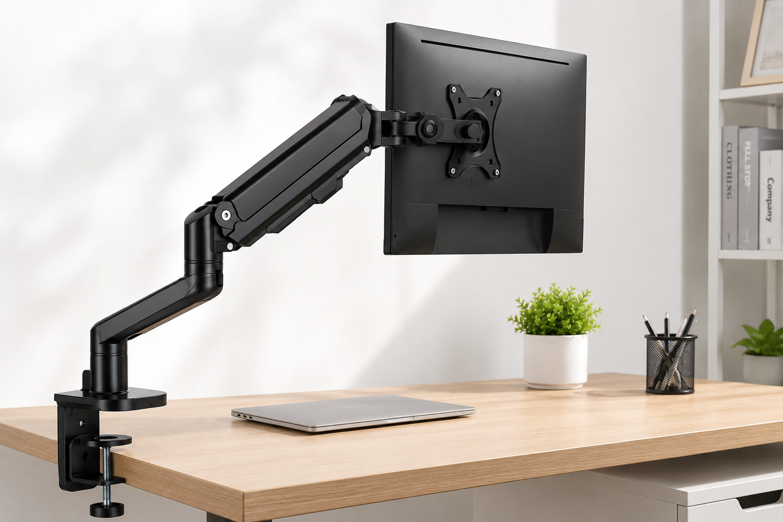 Single Gas Spring Adjustable Monitor Arm Desk Mount (Variant G7) gallery image