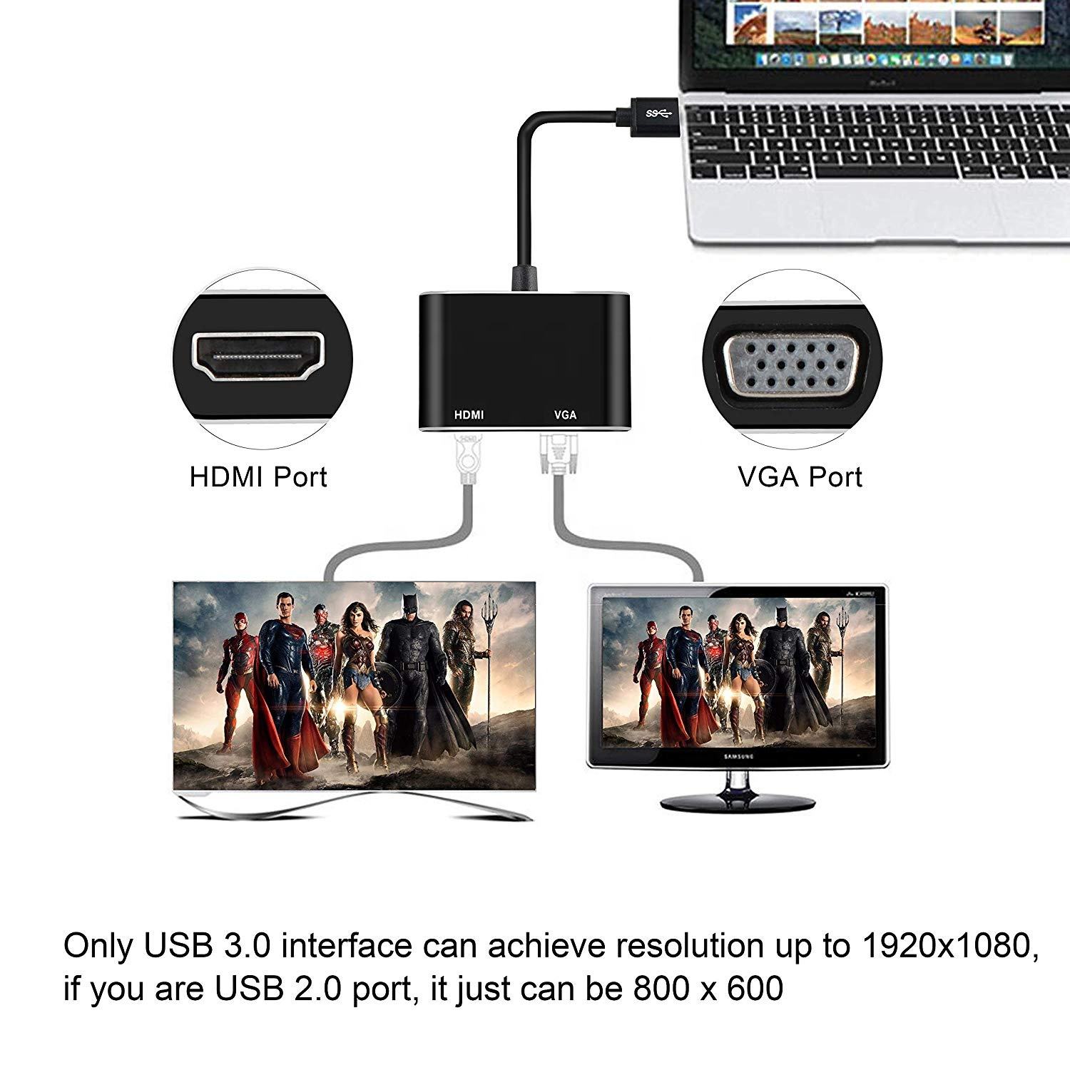 USB 3.0 to Dual HDMI VGA (Variant Z26) gallery image