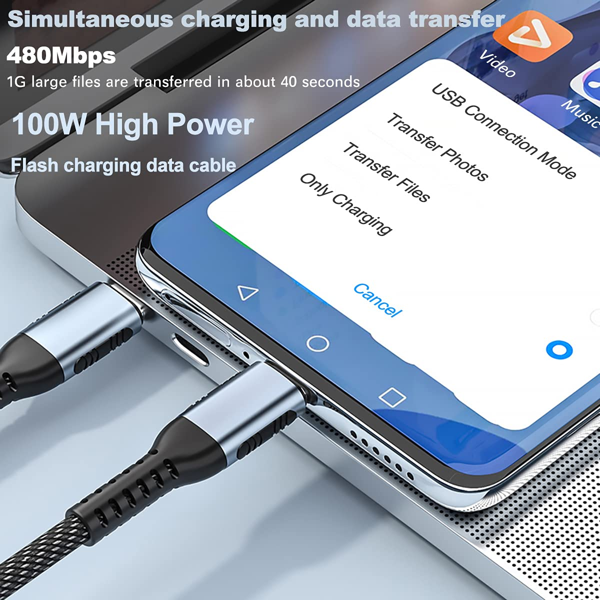 100W 4K Nylon Braided USB-C to USB-C (Variant U21) gallery image
