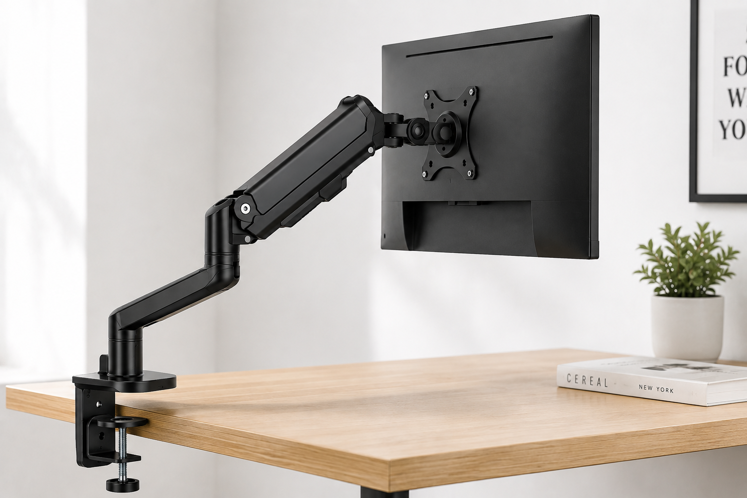 Single Gas Spring Adjustable Monitor Arm Desk Mount (Variant G7) gallery image