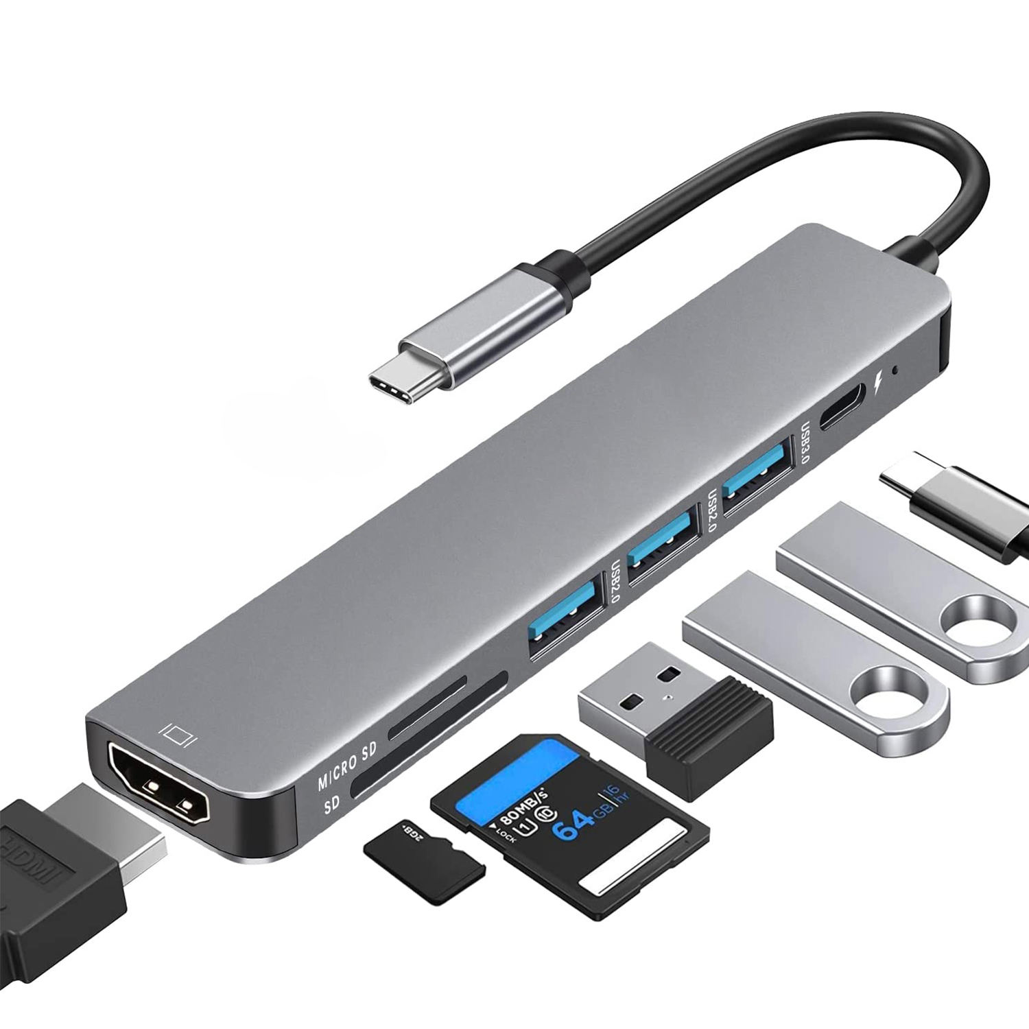 7-in-1 Aluminum USB-C Multiport (Variant U21) gallery image