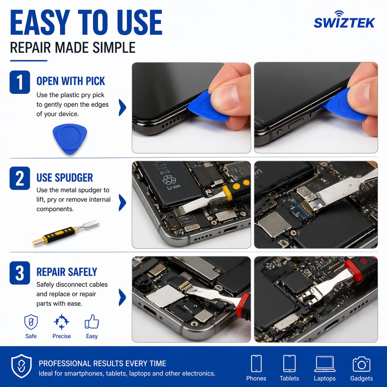 Laptop Repair Tool Kit with Metal Spudgers (Variant O15) view 2