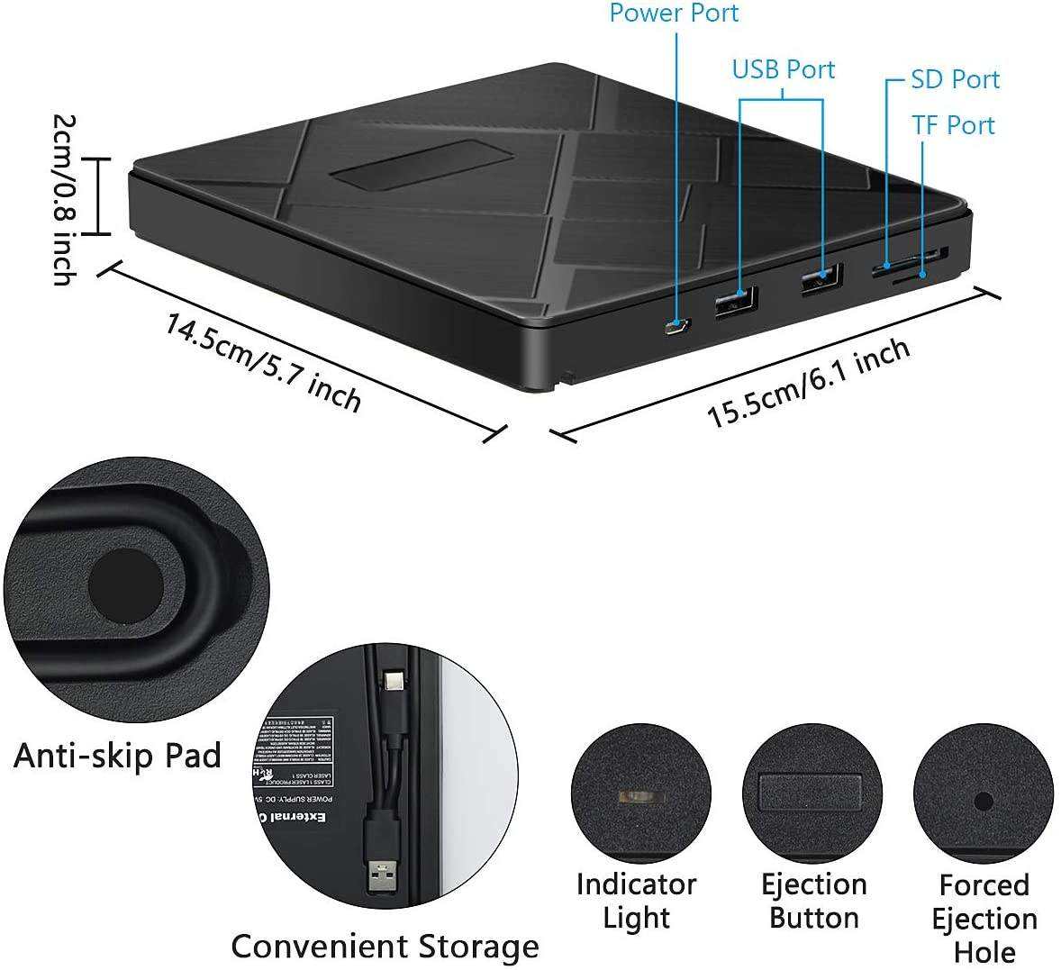 Pop-Out Tray External USB 3.0 DVD Rewriter (Variant K11) view 3