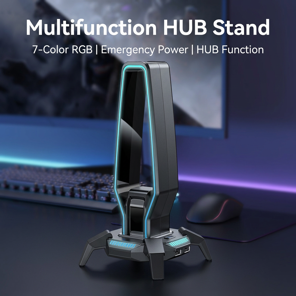 RGB Gaming Headset Stand with USB Hub (Variant C3) view 2