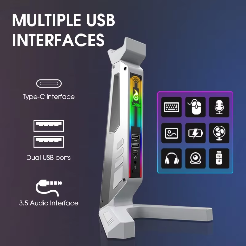 RGB Gaming Headset Stand with USB Hub (Variant O15) view 2