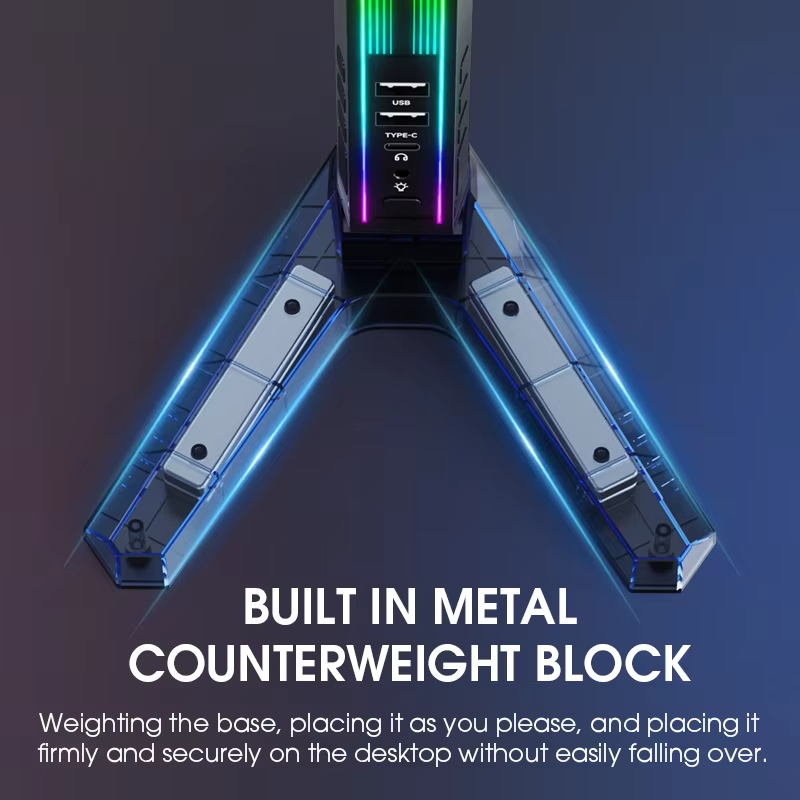 RGB Gaming Headset Stand with USB Hub (Variant O15) view 3