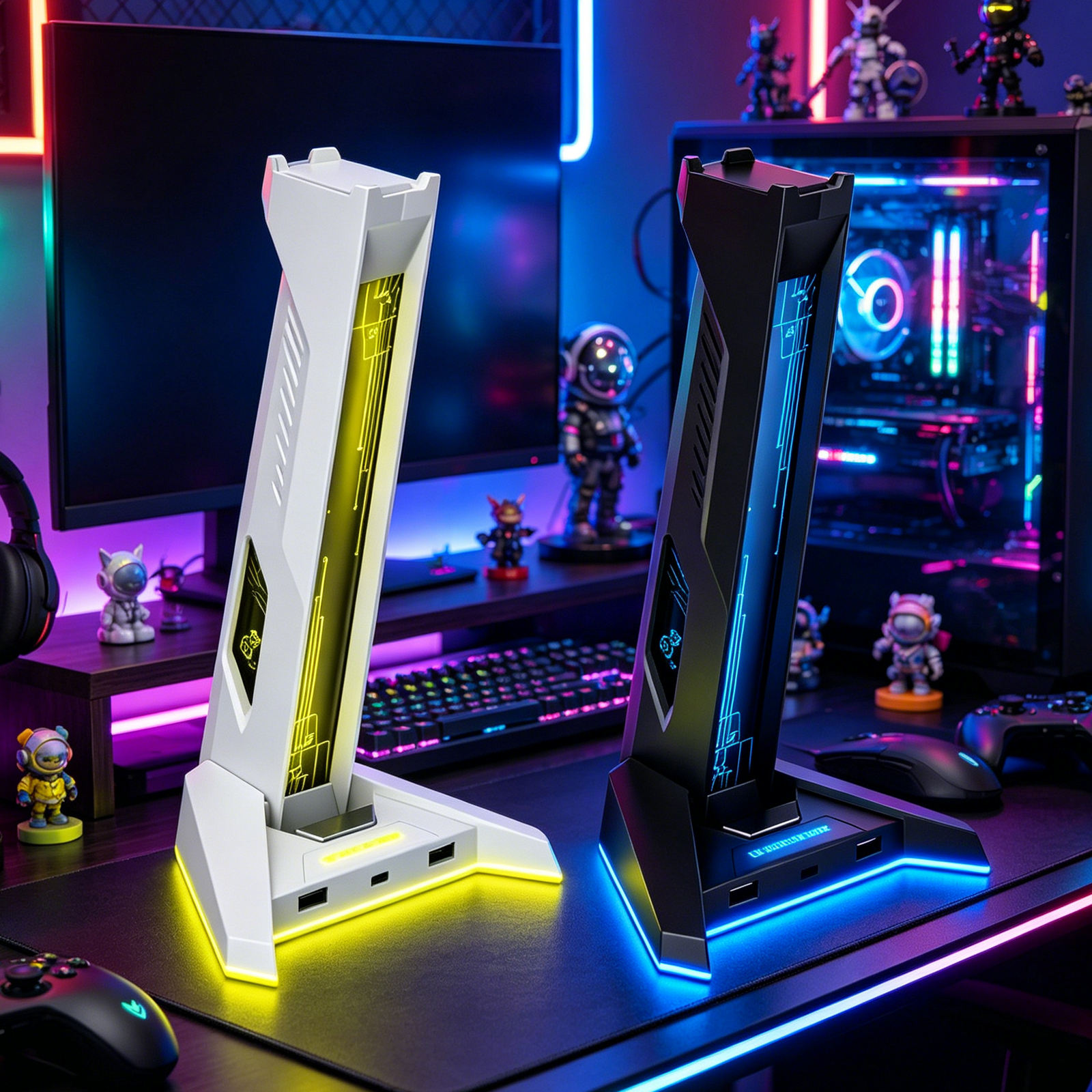 RGB Gaming Headset Stand with USB Hub (Variant U21) view 3