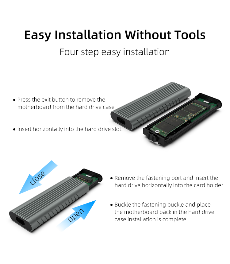 Tool-Free Dual Protocol M.2 NVMe & SATA Enclosure (Variant O15)