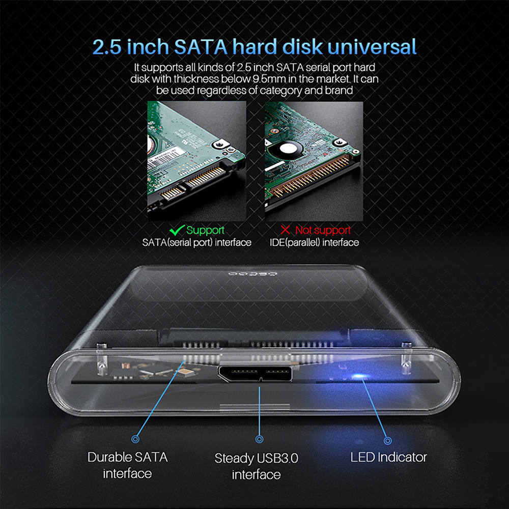 Transparent 2.5 Inch SATA III HDD Enclosure (Variant Q17) Gallery View 3