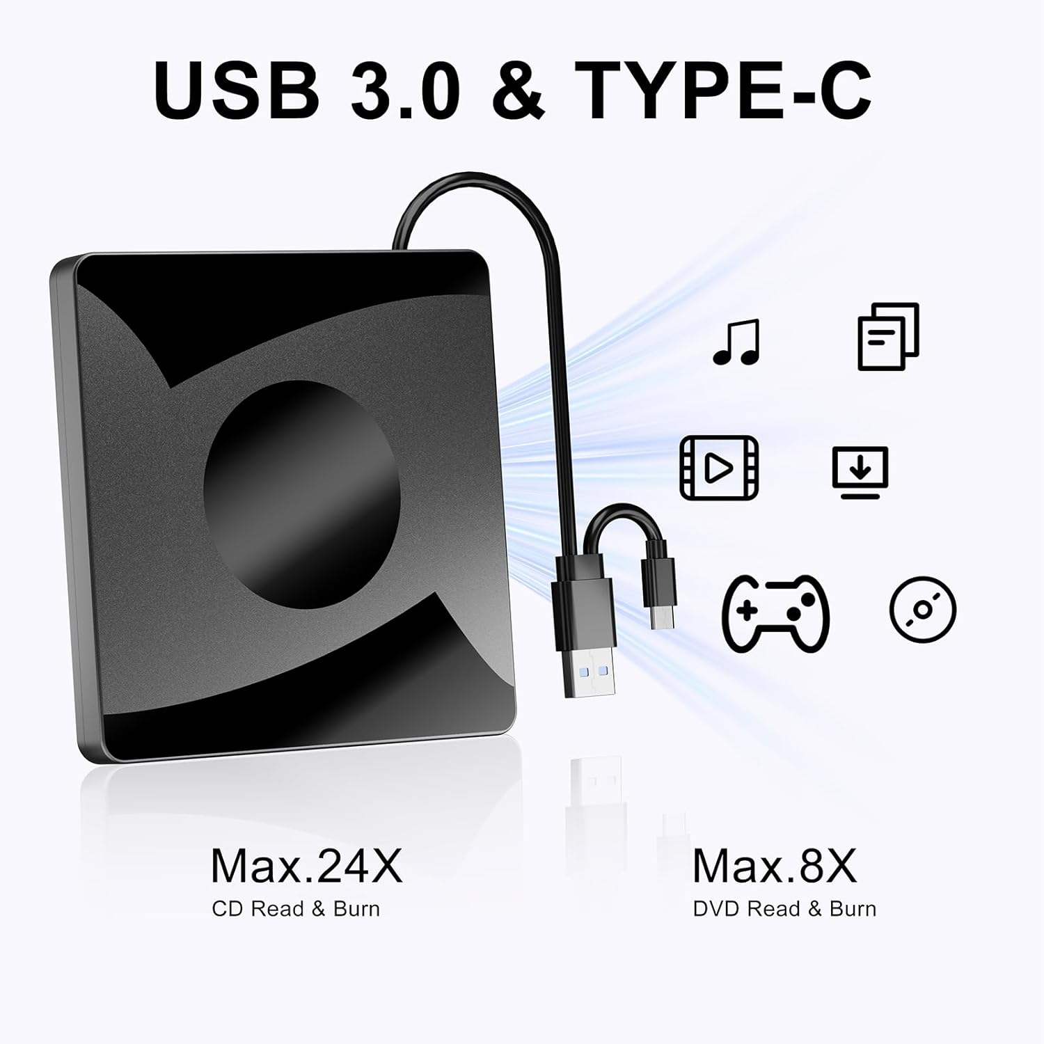Ultra Slim External Optical CD/DVD Drive (Variant J10) view 3