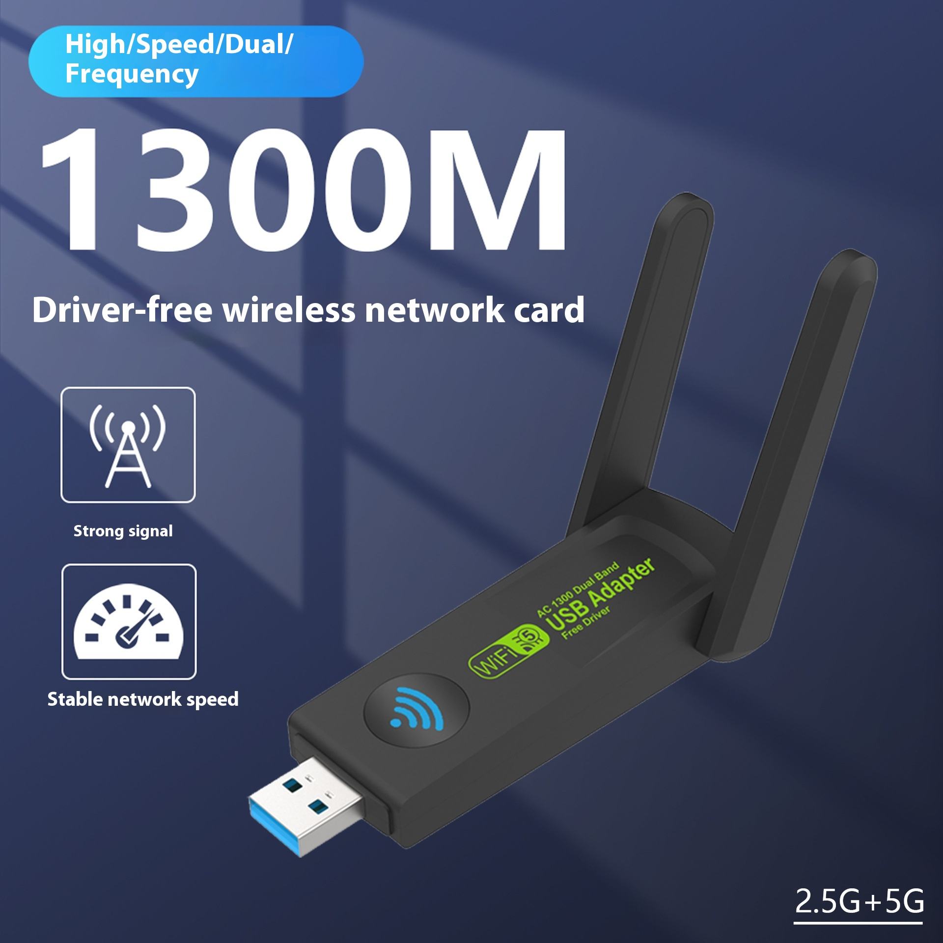 USB 3.0 AC1300 Dual Band Wi-Fi Adapter (Variant N14) view 2