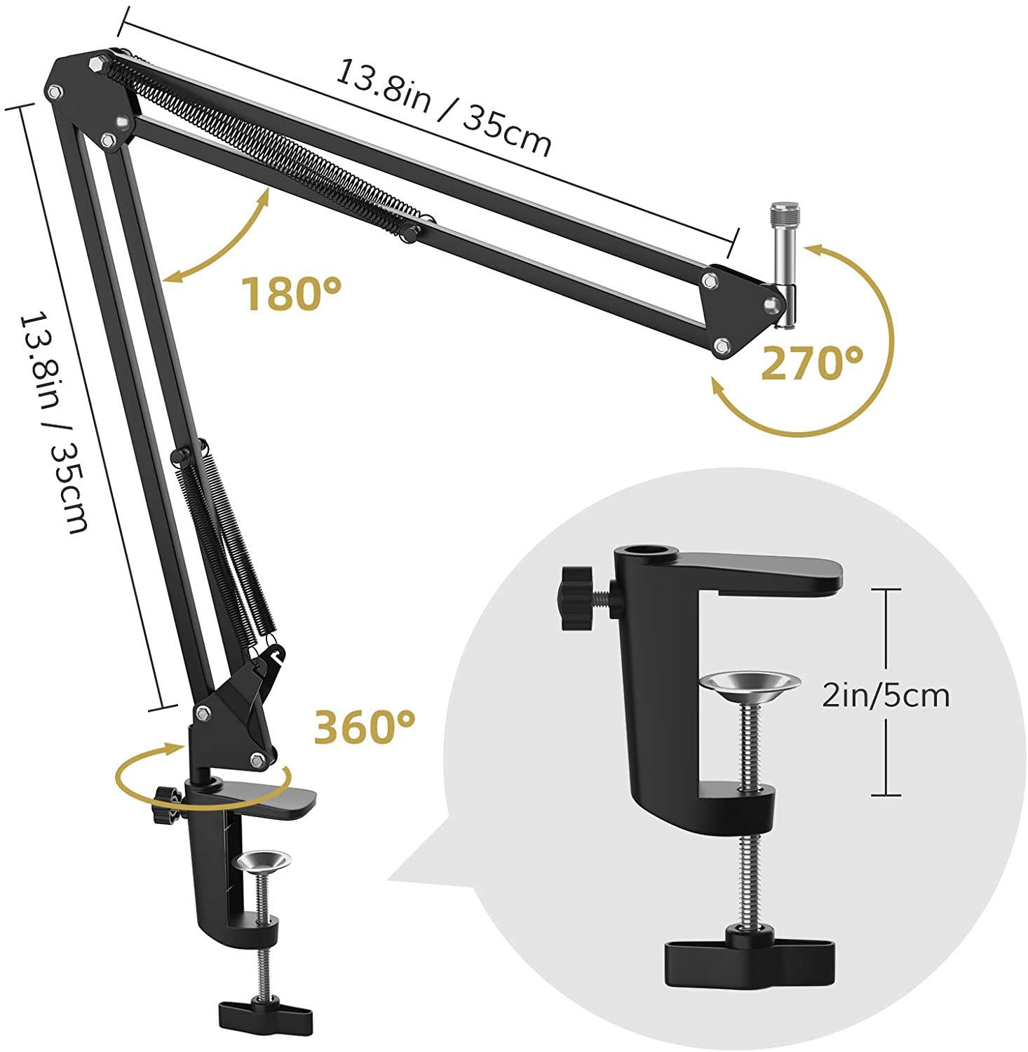 USB Condenser Studio Microphone with Boom Arm (Variant Y25)