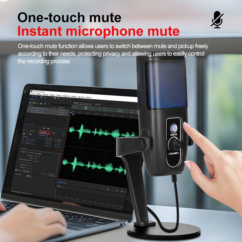 USB Desktop Microphone with Mute Button & RGB (Variant B2) - Image 2