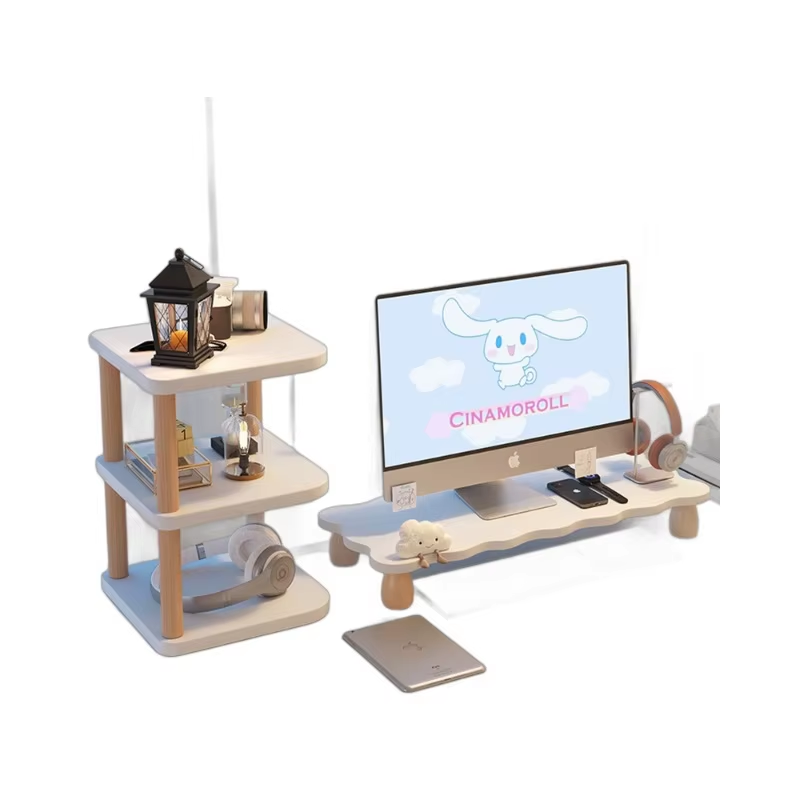 Wooden Monitor Stand Riser with Storage (Variant E5)